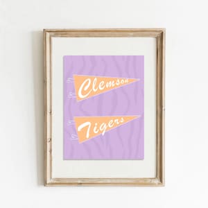 Preppy Clemson Pennant Art Preppy Clemson Wall Print Clemson Decor for Dorm Wall Art College Apartment Clemson Preppy Prints