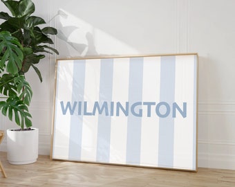 Preppy UNCW-väggtryck Wilmington-dekor för studentrum, väggkonst, universitetslägenhet, UNCW Seakhawks-tryck, UNCW-kustposter