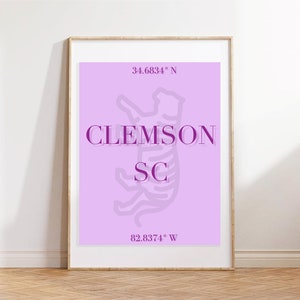 Preppy Clemson Wall Print Clemson Decor for Dorm Wall Art College Apartment Clemson Preppy Prints