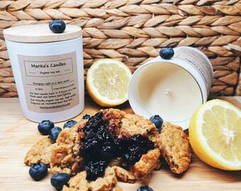 Lemon Blueberry Crumble Candle: Organic Soy Wax, Hand-Poured (10 oz)