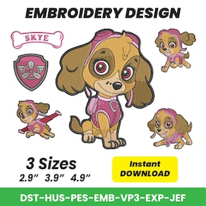 Dog Paw Cartoon Embroidery Design, Dog Bundle Embroidery Pattern, Rescue Crew Dog, Embroidery Files PES DST EMB, Instant Download