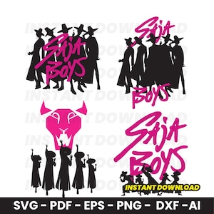 Kpop Saja Boys Vector Illustration Design File, High Resolution in Any Size, Demon Hunters SVG, Instant Dowload, Huntrix T-Shirt Design EPS