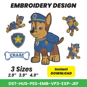 Dog Paw Cartoon Embroidery Design, Dog Bundle Embroidery Pattern, Rescue Crew Dog, Embroidery Files PES DST EMB, Instant Download