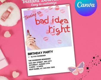 Olivia Rodrigo "Bad Idea Right?" Digital Birthday Invitation
