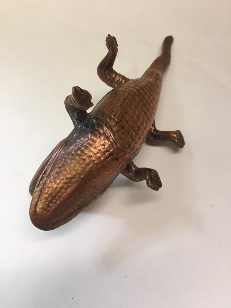 Rare Alligator ashtray bronze color metal Ashtray Match Cigar Etsy