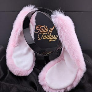Plush Bunny Ear Faux FurLuxury Bonnet Pink & Lavender Multi Colors Buy Fluffy Bunny Ear Warmers with Moving Ears, Pastel  main image 3
