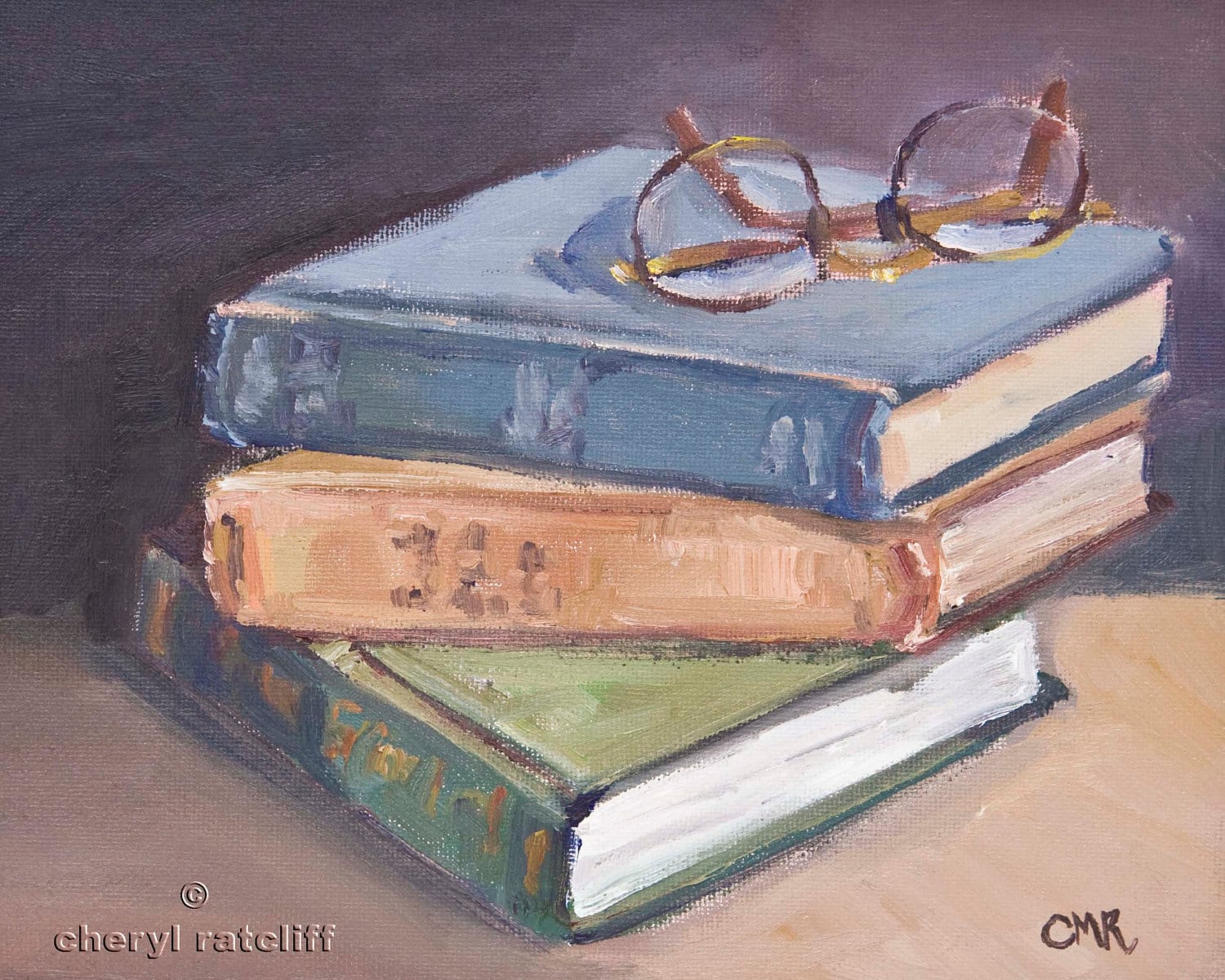 Oil painting of Old Books and Glasses Old Books Etsy