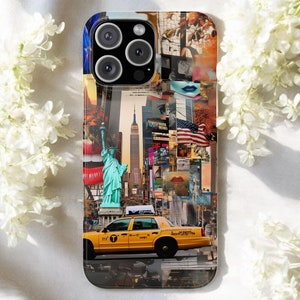 Etui na telefon New York City Collage, etui na telefon NYC, prezent dla miłośnika podróży, etui na telefon Urban Collage na iPhone'a 16 15 14 13 12 11 Pro