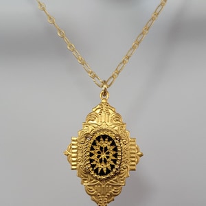 Black and Gold Intaglio Victorian Era Necklace Choker Romantic Gilded Age Historical Replica
