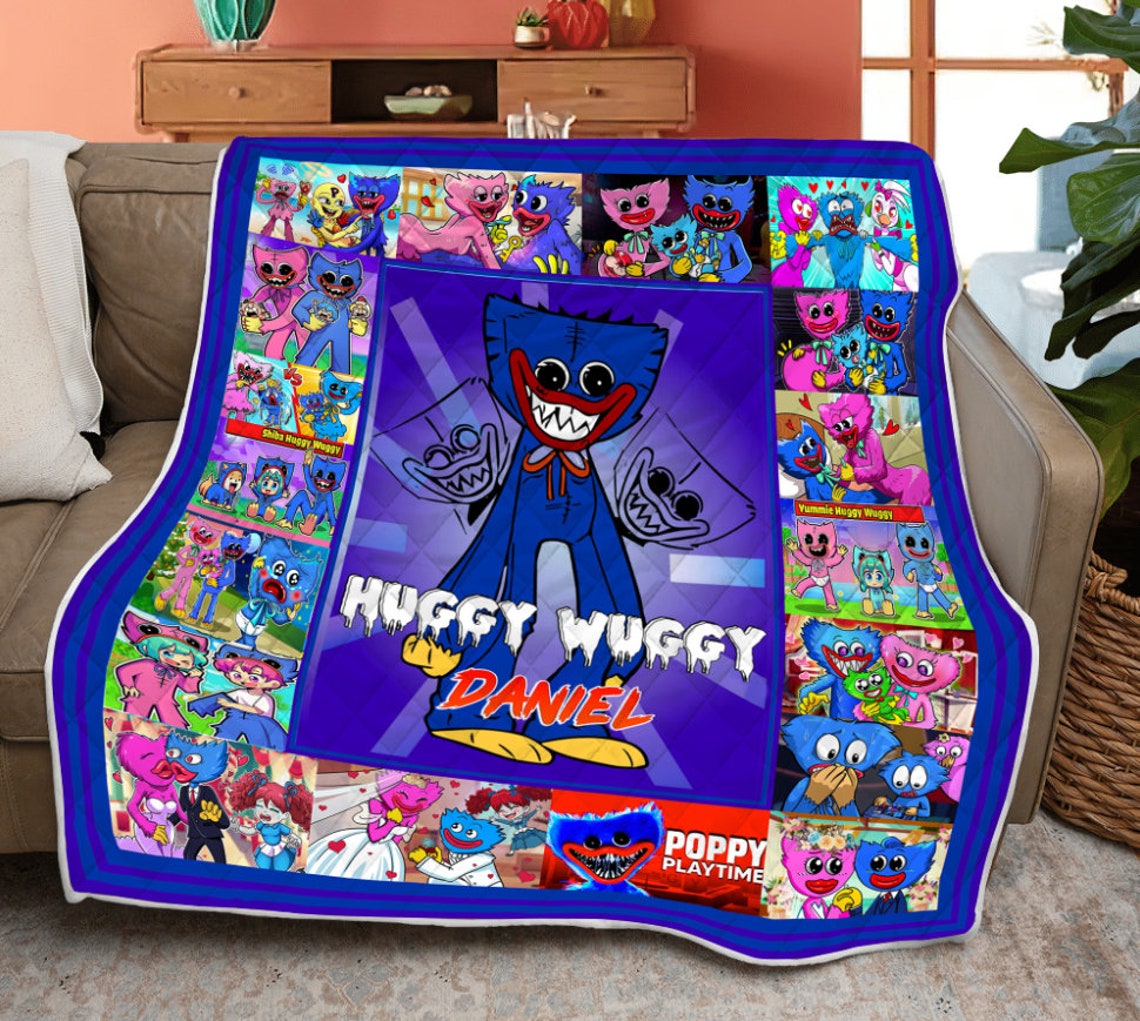 Huggy Wuggy Poppy Playtime Quilt Blanket Huggy Wuggy Home Etsy