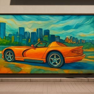 Arte mural de Dodge Viper 1994 / Póster automotriz / Descarga digital estilo tinta de alcohol / Póster de muscle car / Decoración de garaje