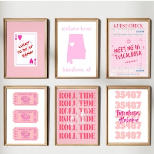 University of Alabama Dorm Room Prints- set of 6