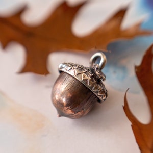 Handmade Acorn Pendant in Copper and Sterling Silver Unisex Nature Lovers Gift image 2