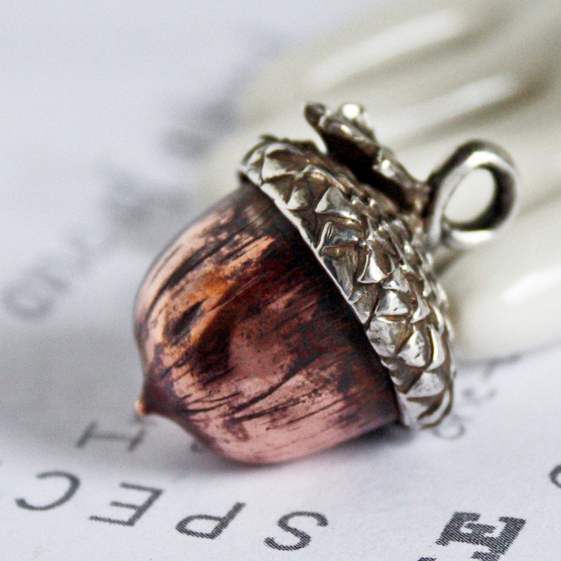 Handmade Acorn Pendant in Copper and Sterling Silver Unisex Nature Lovers Gift image 3