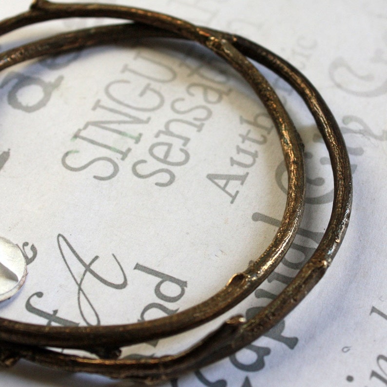 Rustic Twig Bracelet Golden Brass Bangle Nature Inspired Jewelry image 1