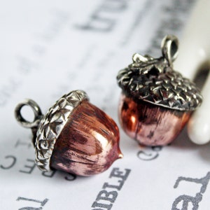 Handmade Acorn Pendant in Copper and Sterling Silver Unisex Nature Lovers Gift image 6