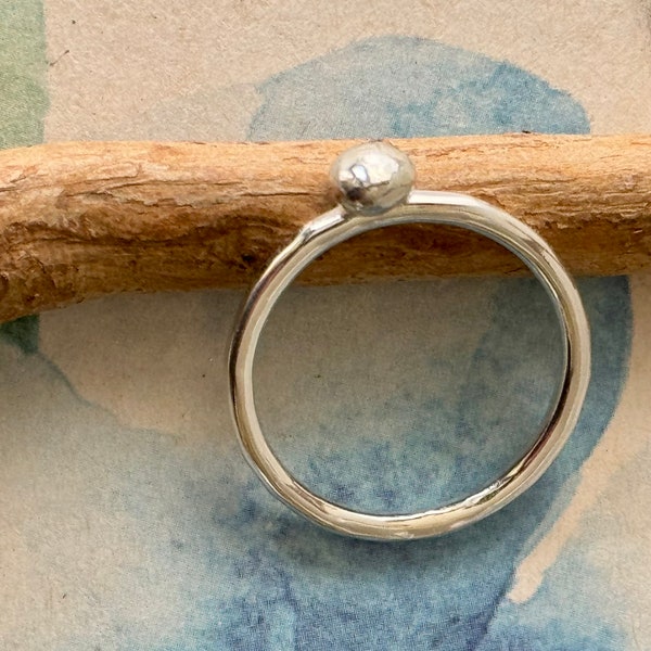Sterling Silver Stacking Pebble Ring Unisex Jewelry Gift for Anyone