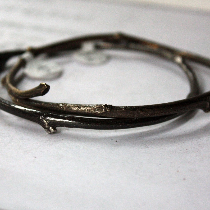 Rustic Twig Bracelet Golden Brass Bangle Nature Inspired Jewelry image 4