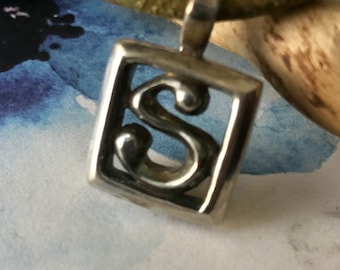 Chunky Sterling Silver Initial S Pendant Necklace