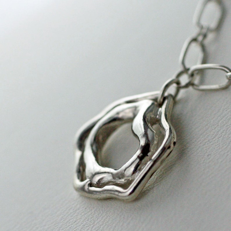 Sterling Silver Organic Pendant Necklace Freeform Sterling Silver Unisex Pendant image 2