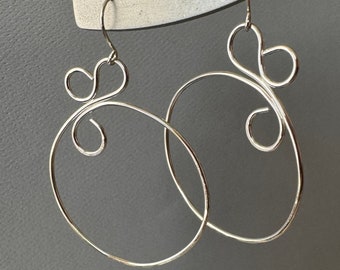 Curly Sterling Silver Doodle Lightweight Dangle Earrings