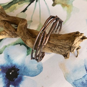 Copper Woodland Cuff Bracelet Nature Inspired Rustic Twig Bracelet Unisex Copper Cuff Bracelet image 3