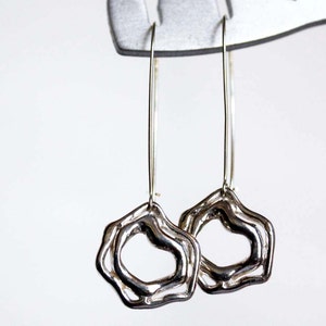 Sterling Silver Orb Drop Earrings Organic Design Earrings Modern Abstract Design Silver Earrings image 3