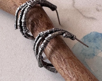 Sterling Silver Branch Hoop Earrings Rustic Jewelry Gift for Nature Lovers
