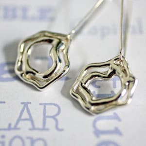 Sterling Silver Orb Drop Earrings Organic Design Earrings Modern Abstract Design Silver Earrings image 4
