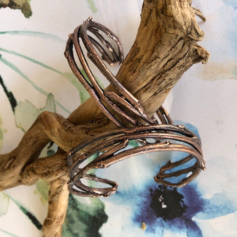 Copper Woodland Cuff Bracelet Nature Inspired Rustic Twig Bracelet Unisex Copper Cuff Bracelet image 5