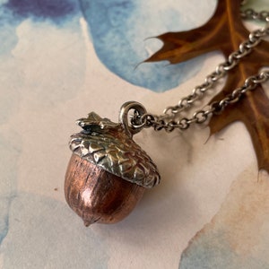 Handmade Acorn Pendant in Copper and Sterling Silver Unisex Nature Lovers Gift image 7
