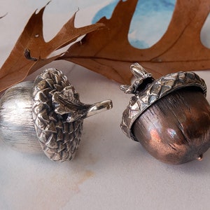 Handmade Acorn Pendant in Copper and Sterling Silver Unisex Nature Lovers Gift image 4