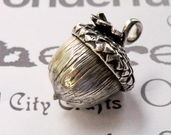 Handmade Sterling Silver Acorn Pendant  Large Silver Acorn Necklace  Handmade in USA Heirloom Acorn Unisex Pendant