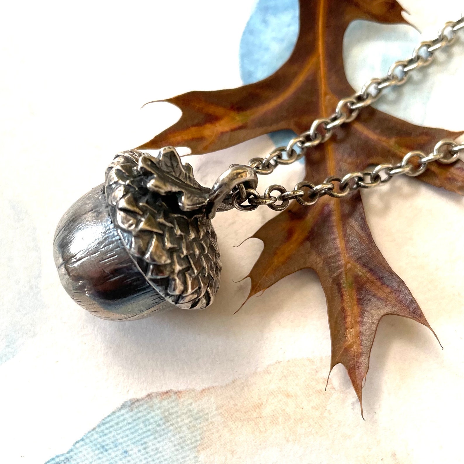 Carved Stone Acorn Pendant main image 1