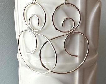 Swirly Sterling Silver Lightweight Dangle Earrings Gift for Woman