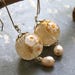 White Flower Murano Glass and Pearl Earrings Elegant White and Gold Wedding Jewelry
