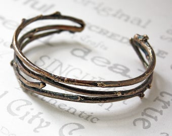 Golden Brass Woodland Cuff Bracelet  Nature Inspired Rustic Twig Bracelet  Unisex Twig Cuff Bracelet