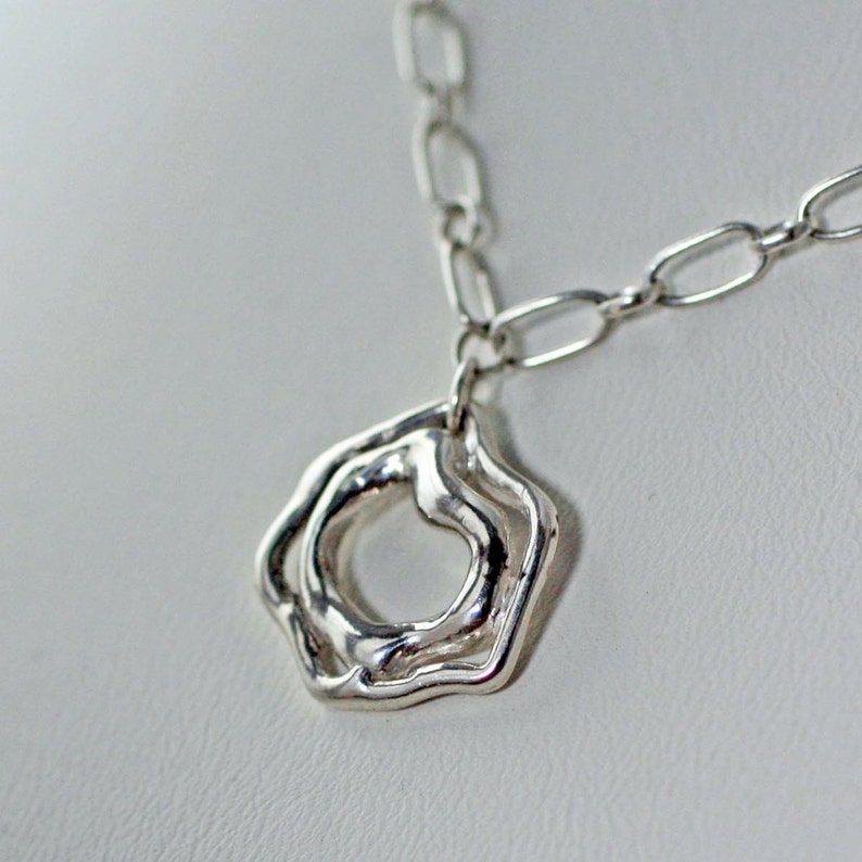 Sterling Silver Organic Pendant Necklace Freeform Sterling Silver Unisex Pendant image 4