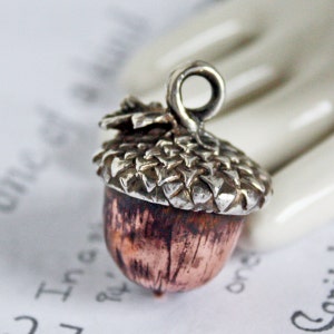 Handmade Acorn Pendant in Copper and Sterling Silver Unisex Nature Lovers Gift image 1