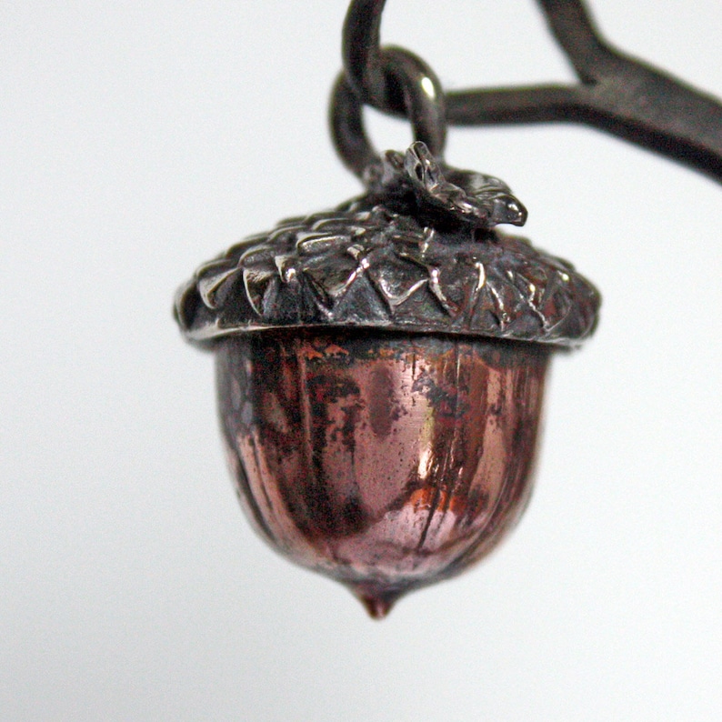 Handmade Acorn Pendant in Copper and Sterling Silver Unisex Nature Lovers Gift image 5