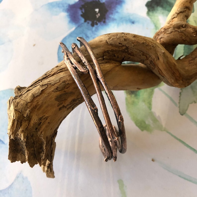 Copper Woodland Cuff Bracelet Nature Inspired Rustic Twig Bracelet Unisex Copper Cuff Bracelet image 2