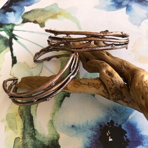 Copper Woodland Cuff Bracelet Nature Inspired Rustic Twig Bracelet Unisex Copper Cuff Bracelet image 4