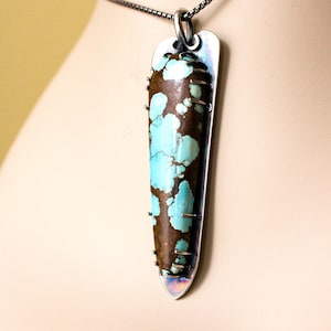 Primitive Heart Silver Pendant Turquoise Art Jewelry Necklace Boho Turquoise Valentines Gift