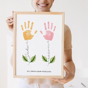 Impression d'empreintes de main pour la fête des mères, cadeau personnalisé pour maman, anniversaire de maman bricolage, premier bricolage de bébé pour la fête des pères, souvenir de bébé, cadeaux enfants pour maman