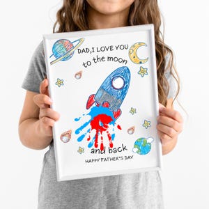 Créations artistiques d'empreintes de main pour la fête des pères, IMPRIMABLE | Cadeau pour papa de la part des enfants, tout-petits, bébé | Activité préscolaire, carte souvenir DIY