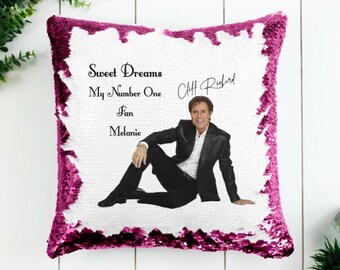 personalised Cliff Richard Cushion MAGIC SEQUIN