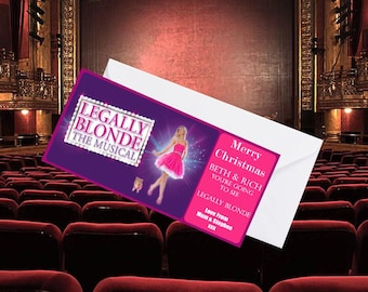 Theatre Show Gift Card Personalised Theatre Ticket Gift Legally Blonde