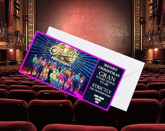 Theatre Show Gift Card Personalised Theatre Ticket Gift STRICTLY