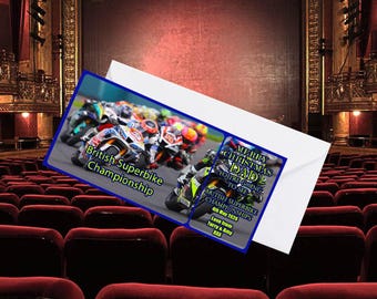 Gift Card Personalised Theatre Ticket Gift British Superbikes Championships