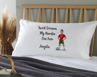 Ronaldo Cartoon  Number 1 Fan Pesonalised Pillowcase